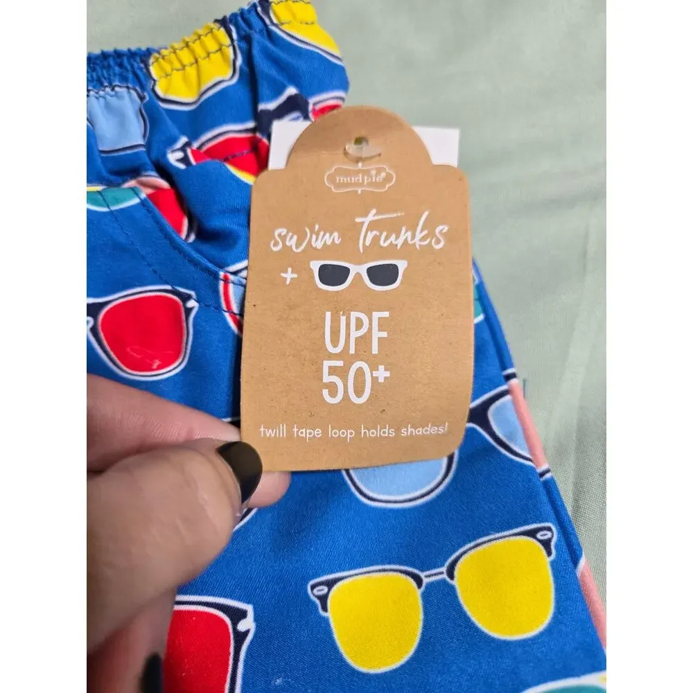 Mudpie 12-18 Months boys sunglasses swimming trunks new with tags